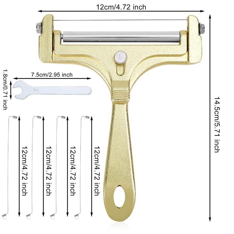 Premium Cheese Cutter & Slicer - Stainless Steel, Adjustable Wire, Includes 4 Additional Wires