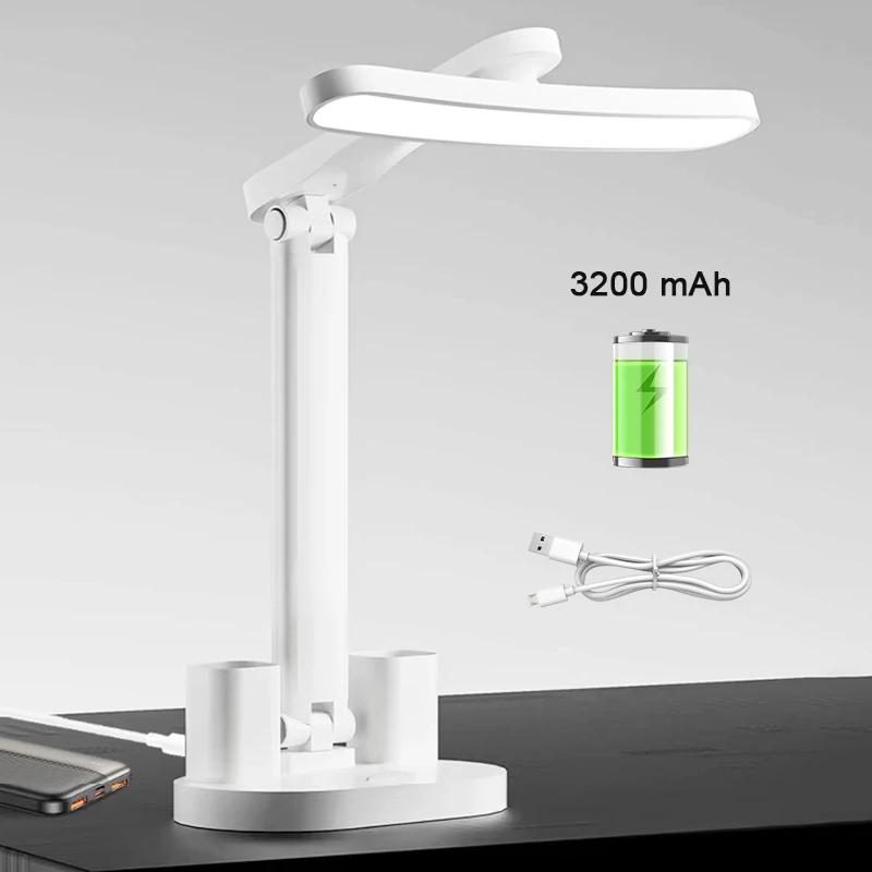 Светодиодные часы, настольная лампа, USB-зарядка, регулируемая яркость, складная защита для глаз, настольные лампы для чтения, ночники, освещение для учебы