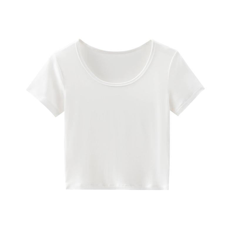 Женский укороченный топ NOMe с круглым вырезом и короткими рукавами