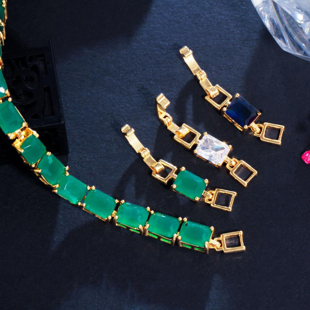 Браслет «Квадратный» с полным бриллиантом Aaa цирконом, с гальваническим золотым покрытием, женское украшение