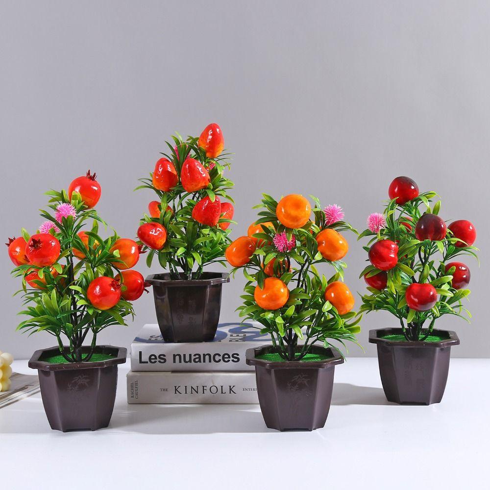Клубника Апельсиновое дерево Искусственное фруктовое растение в горшке Комнатный декор для офисного стола
