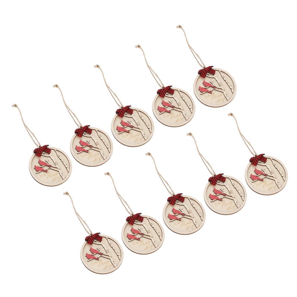 10Pcs Handmade Memorial Ornament Wooden Red Cardinal Ornament Hanging Memorial Christmas Decoration