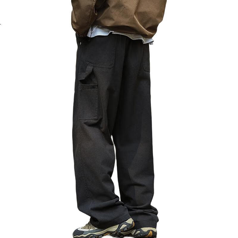 Foss Phil Pure Cotton Outdoor Work Pants for Men, Spring And Summer Loose-Fitting Straight-Leg Casual Trousers, FPK48 Black 2XL