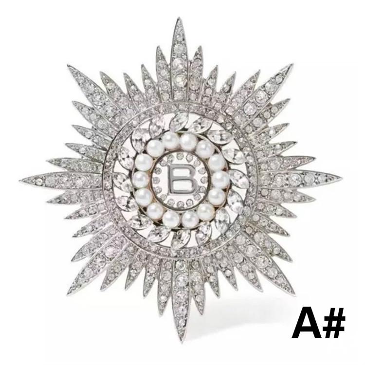 Винтаж Полный Стразы Жемчуг Письмо Большая Брошь Булавка Невесты Серебряные Кристаллы Корона Броши