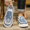 2024 лето новые мужские низкие парусиновые слипоны студенческие повседневные парусиновые туфли живые спортивные туфли на платформе