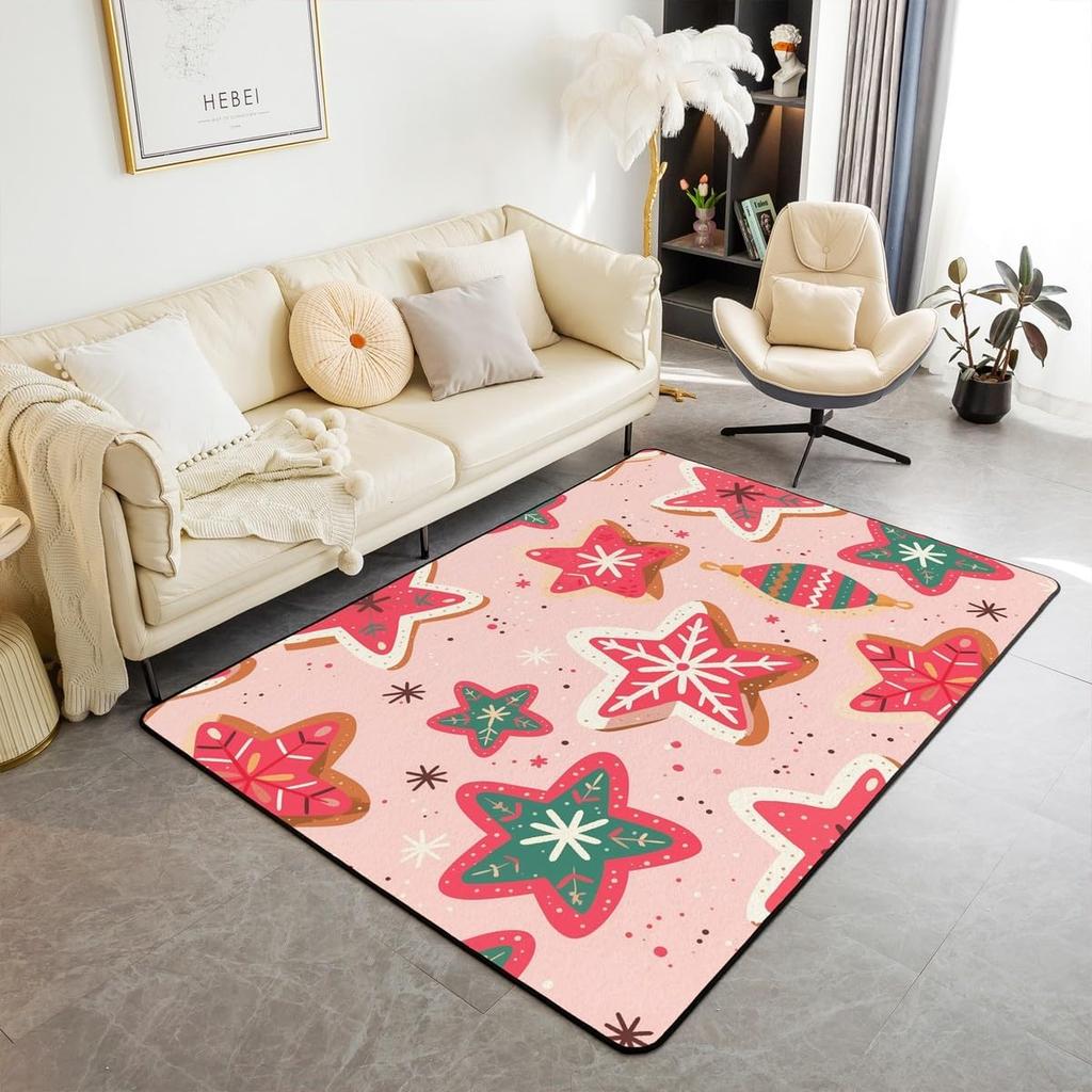 Рождественский Декор Ковер Звезда Снежинка Сахарный Узор Коврик Милый Домашний Декор Нескользящий Коврик для Гостиной Спальни Детской Комнаты
