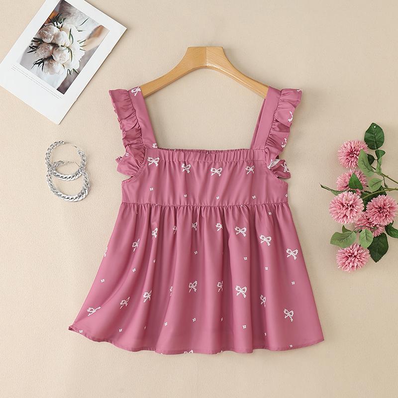 ZANZEA Женские повседневные летние майки без рукавов с квадратным вырезом и принтом бантов