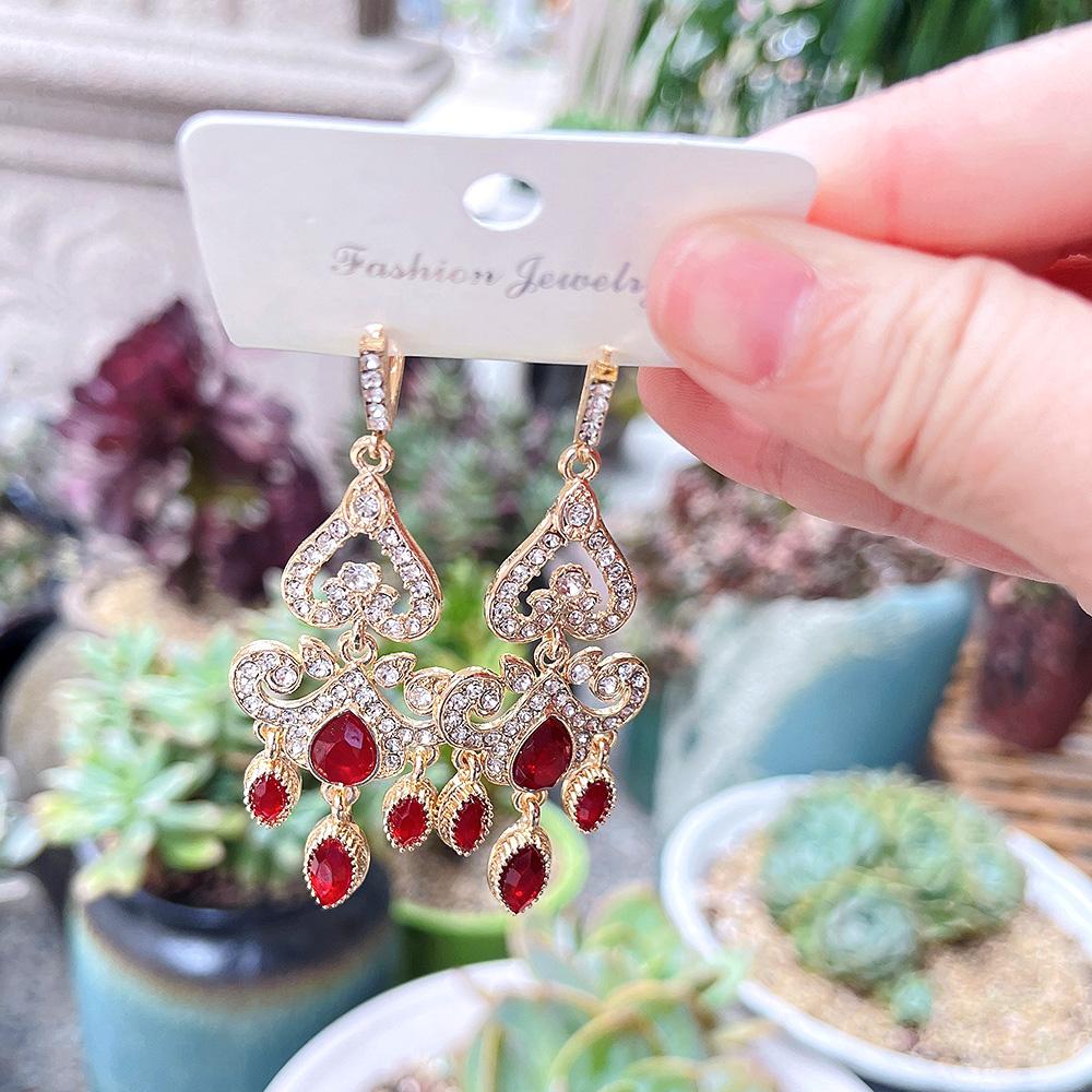 Серьги с подвесками золотого цвета в стиле сердца для женщин, свадебные украшения, серьги с кристаллами