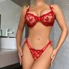 Популярный стиль INS вышивка в виде сердца сетчатый прозрачный сексуальное нижнее белье с бантом комплект из двух предметов