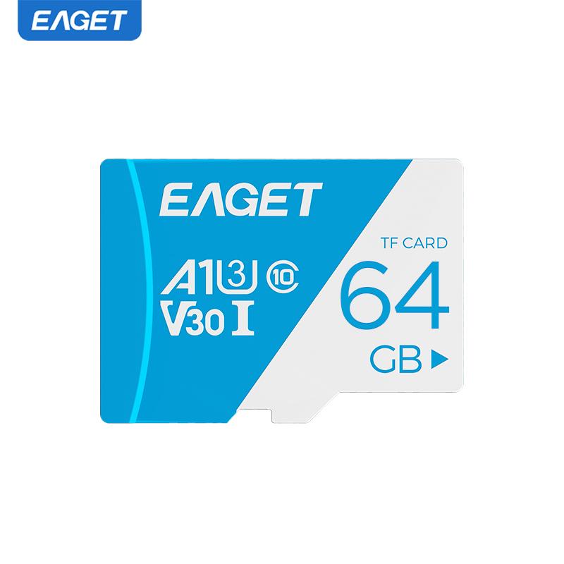 EAGET Карта SD, V30 I A1 Class 10, высокоскоростная карта памяти, длительная запись, без батареи, для смартфонов, компьютеров, камер, игр