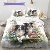 Border Collie Pattern Bedding Home Decoration Birthday Gift (1 * duvet cover + 2 * pillowcase, without core)