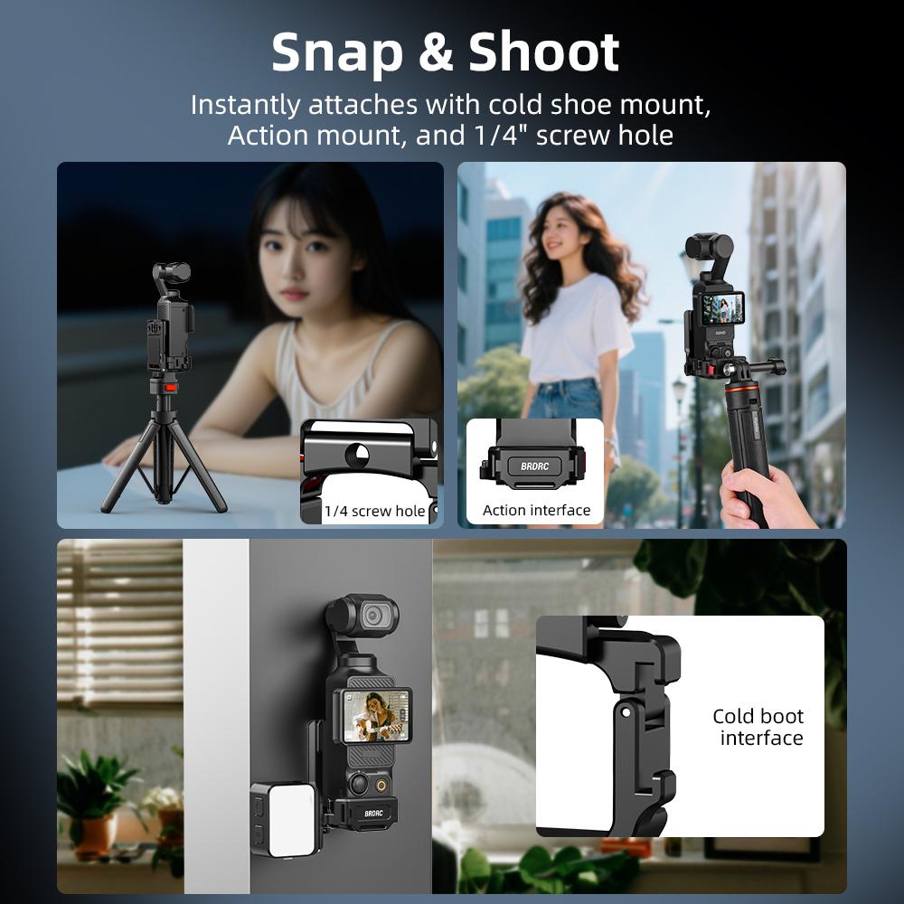 Магнитное крепление BRDRC для DJI Osmo Pocket 4 3, аксессуары Creator, металлический расширительный кронштейн, адаптер крепления для видеосъемки Vlgo