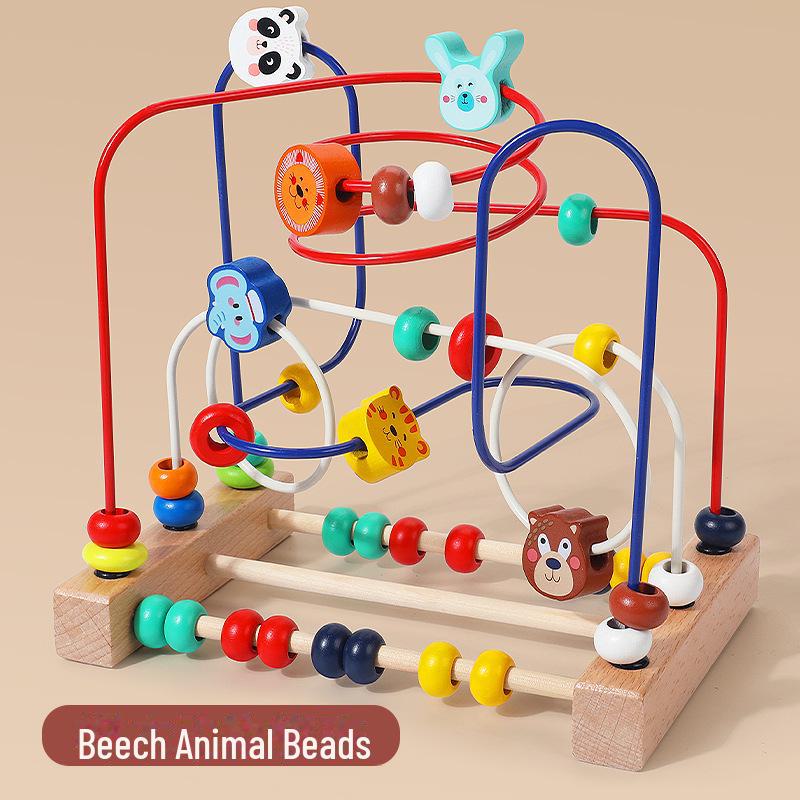 Wooden Fruit & Animal Beads: Educational Toys for Kids' Intelligence & Hand-Eye Coordination Development