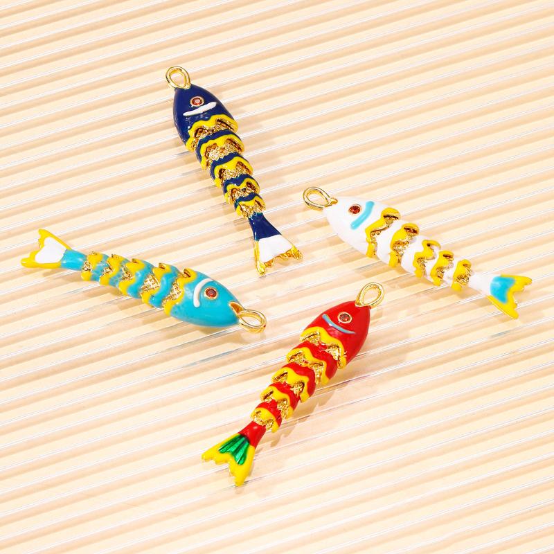 Carp Plated Enamel Fish Charms Jewelry Accessories Diy Pendants Movable Mini Metal Fish Creative Waterproof Drip Oil Fish Daily