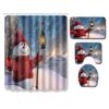 Christmas Shower Curtain Floor Mat Combination Four-Piece Set Bathroom Toilet Carpet Shower Room Mat Foot Mat