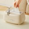 Creative Paper Towel Dispenser With Springs for Bedroom, Creamy Style Rabbit Decorative Desktop Tissue Box for Bathroom