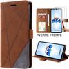 Case for Samsung Galaxy A54 5G + 2 Tempered Glasses, Brown Leather Effect Flap Protection