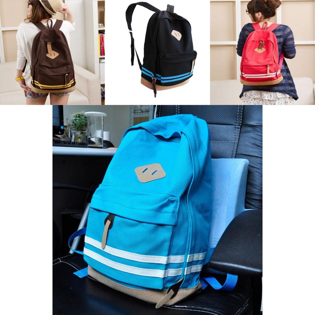 Fashionable Canvas School Backpack For Women With Antiwear Features And Splicing Detail
