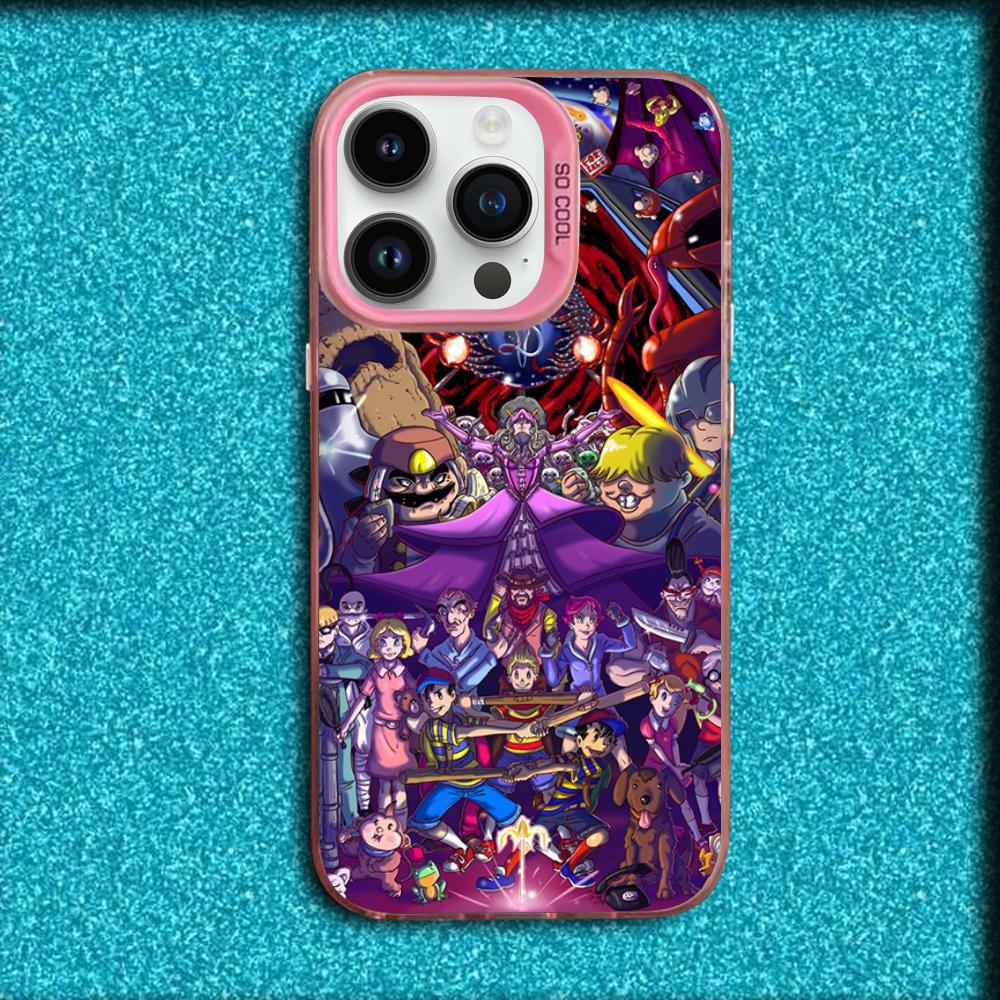Чехол для телефона Game E-EarthBound Mother 4 Для iPhone 16,15,14,13,12,11,Mini,Pro,MAX Розовый Матовый Силиконовый Чехол