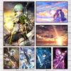 Japanese Anime Sword Art Online Poster Kirito Sword Art Canvas Printing HD Print Pictures Bar Kawaii Room Home Wall Decor