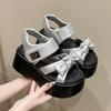 Fashion Summer Sandals 8CM Wedge Heel Sneakers New Women Beach Flip Flop High Platform Casual Sandals Butterfly Knot Walking Slippers