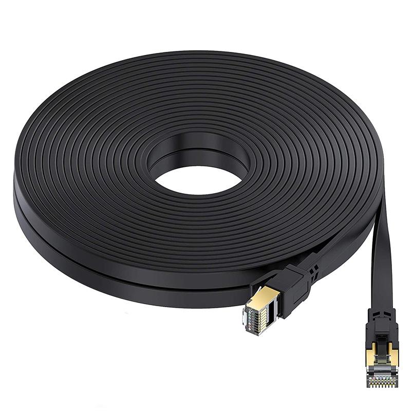 Category 8 Flat Pure Copper 10 Gigabit Network Cable with Shielded RJ45 Connectors CAT8 Flat Patch Cable