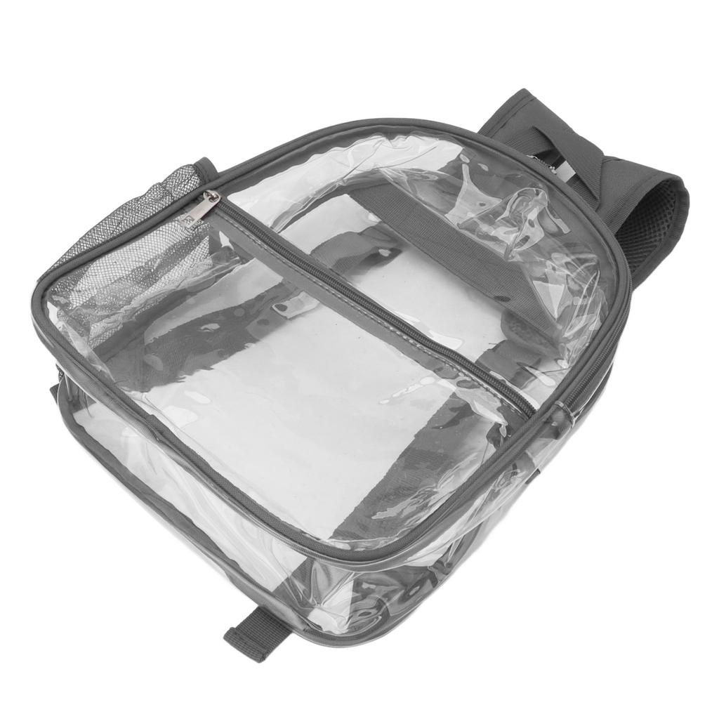 PVC Transparent Backpack Portable PVC Zipper Design High Capacity Clear Backpack for School Grey