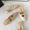 Leather Flat for Huizhou Women's Shoes Heels Slippers Outside Wearing French Mary Jane Bag Head Empty Sandals Women