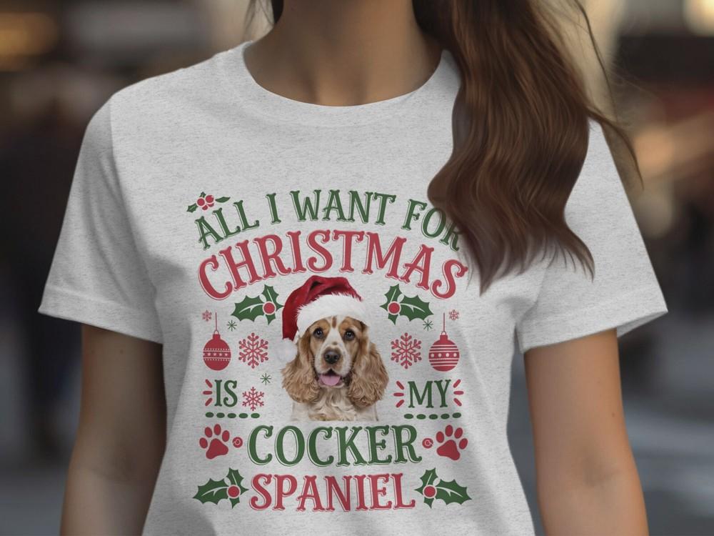 Xmas T Shirt Christmas TShirt Cocker Spaniel Dog Xmas Tee Holiday Festive Top