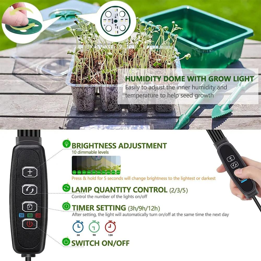 Светодиодные горшки для рассады с подсветкой для выращивания растений, лотки для семян, лампа для выращивания в домашней теплице с 12-луночным таймером и контроллером