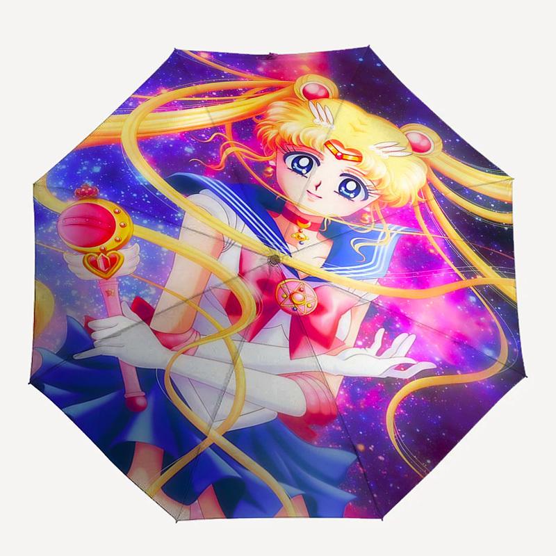 1pc Sailor Moon Automatic Folding Umbrella Portable 3-Fold Design with Iron Frame, Perfect for Outdoor Use, Festive Gifts, Travel, Daily Use, and Sail