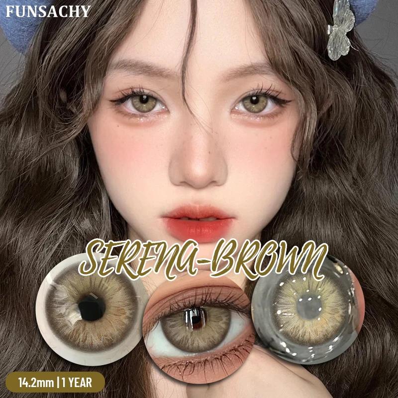 FUNSACHY Color Contacts 1Pair Natural Brown Корейские большие контактные линзы для глаз Красота серые зрачки цветные мягкие линзы ежегодно