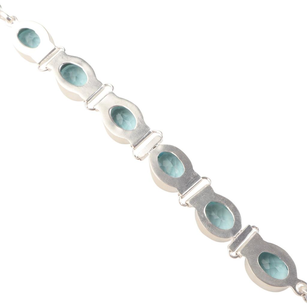 Камень Небесно-голубой Топаз Серебро 925 пробы Женские украшения Ручной работы Браслет 8" RB-4-12