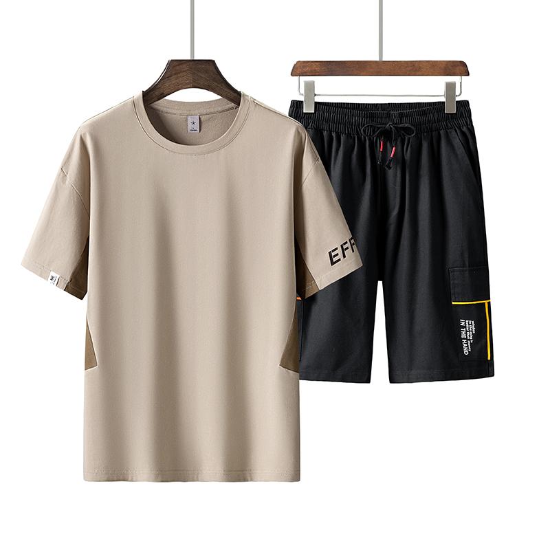 Мужская футболка и короткий комплект, мужской летний повседневный баскетбольный спортивный костюм с короткими рукавами, спортивный комплект для бега, уличная одежда, топы, футболки