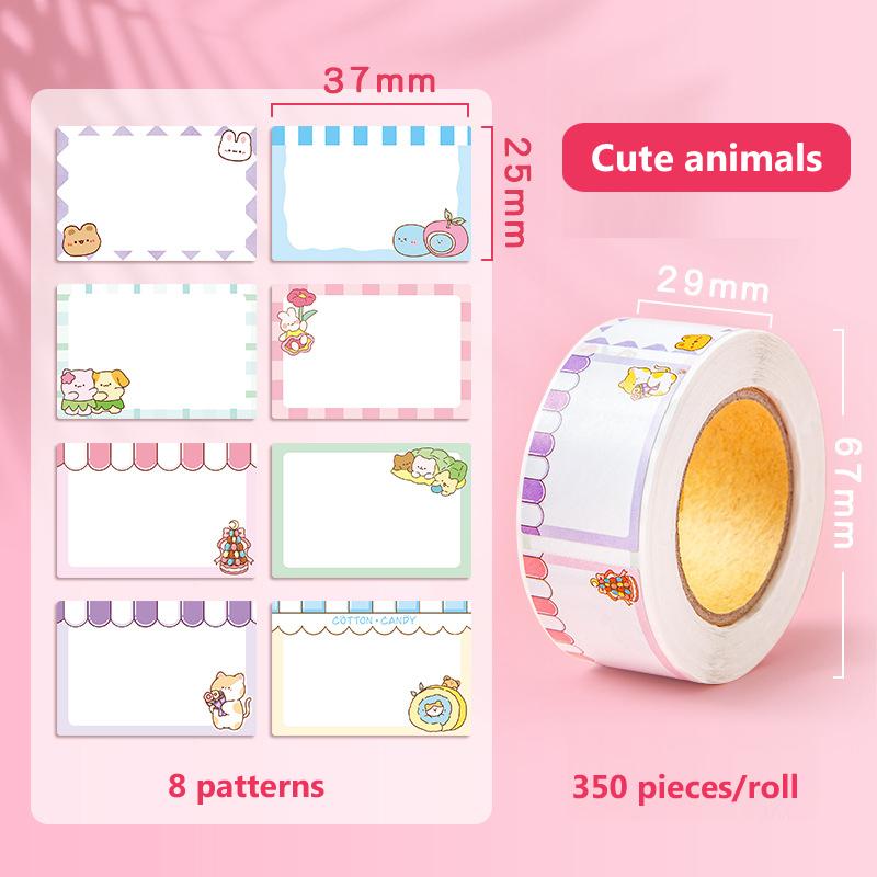 350 Sheets/Roll Cartoon Name Stickers Water Cup Stickers Waterproof Classification Labels Sticky Note Stickers Stationery