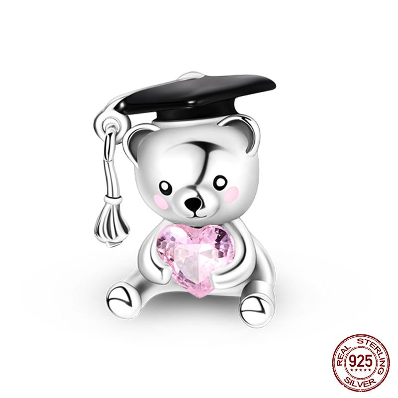 Copper Lovely Animal Cat Squirrel Penguin Heart Zircon Charms Beads Fit Qikaola Original Bracelets Fine Diy Jewelry