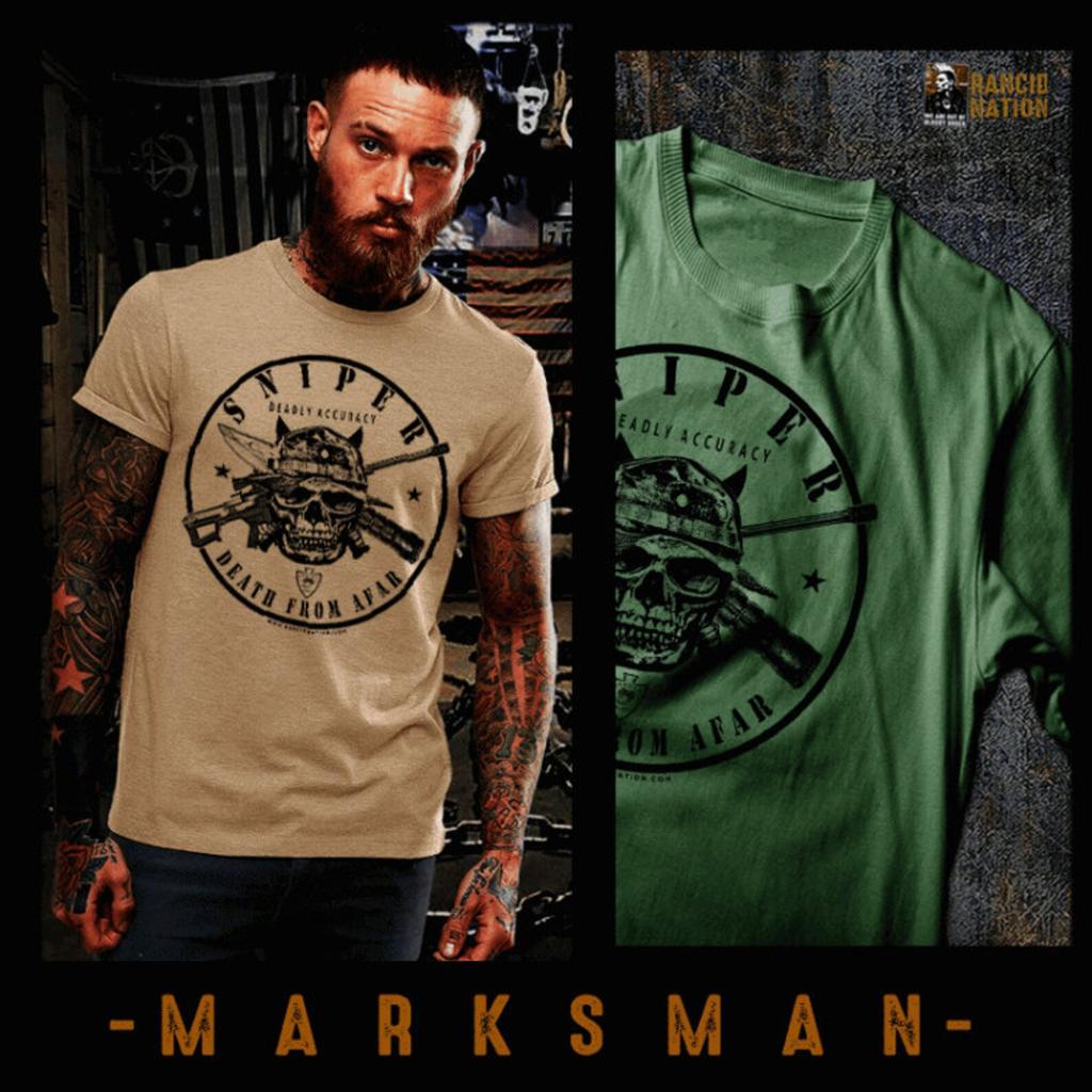 Sniper t-shirt Military Marksman scout sharpshooter combat tactics Deadly Accuracy combat knife tee