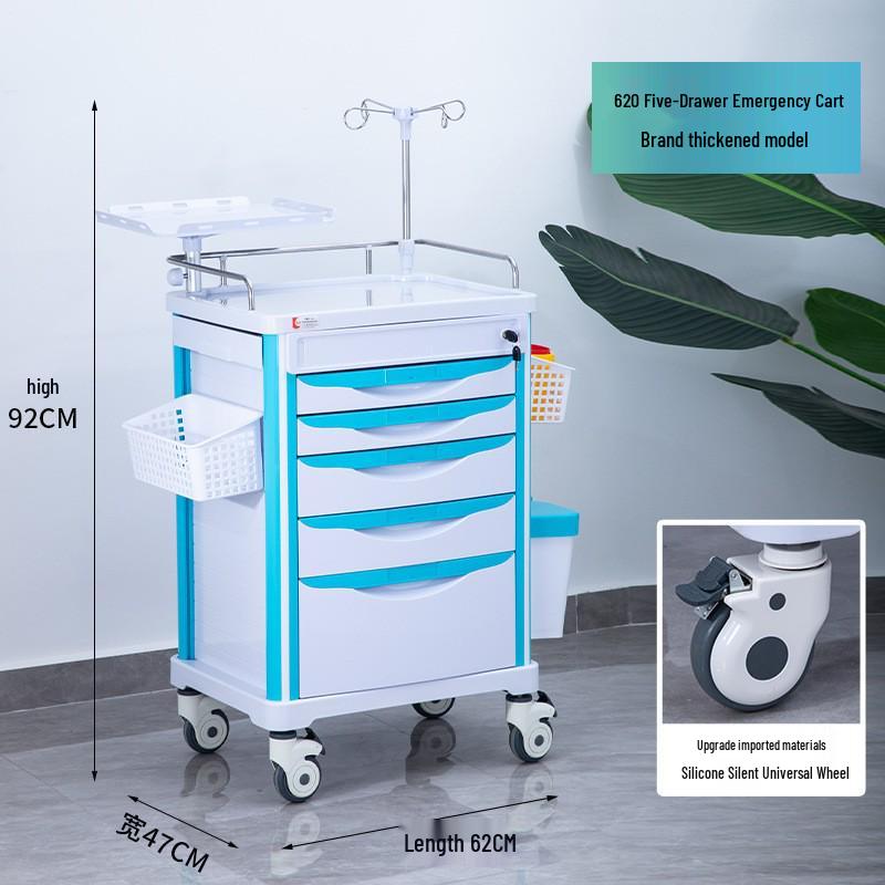 ABS Anesthesia & Infusion Multifunctional Rescue Trolley with Single/Double Door and Five Drawers
