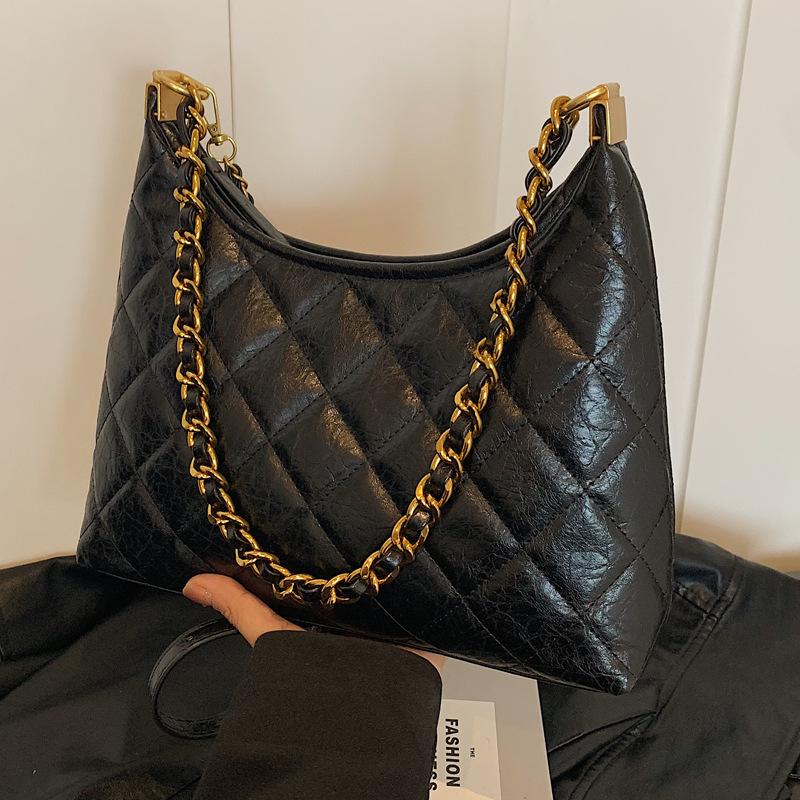 Сумка-цепочка ромбовидной формы, женская модная текстурированная сумка через плечо, новая коллекция осень-зима 2025, популярная в этом году сумка-мессенджер для通勤