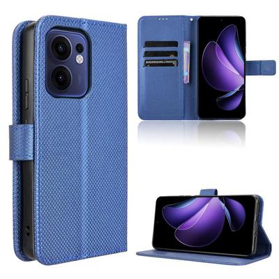 Кожаный флип-чехол для OPPO Reno13 F 4G/Reno 13F 5G PU кожаный защитный чехол с зажимом для карт и ремешком на руку