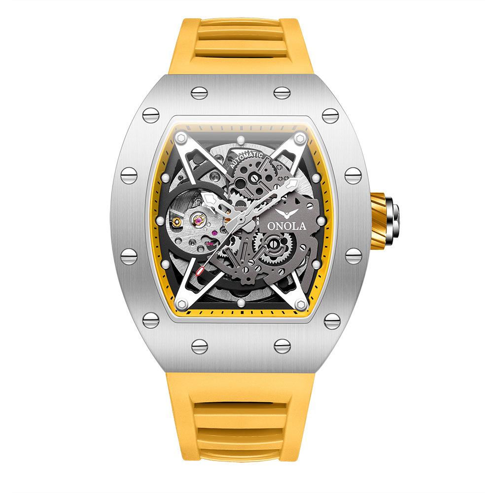 Новые полностью автоматические механические часы для мужчин с силиконовым ремешком, спортивные водонепроницаемые часы для мужчин