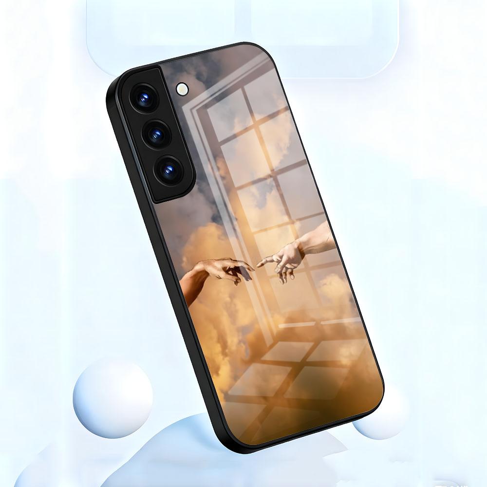 Чехол для телефона с картиной эпохи Возрождения для Samsung S26 S25 S24 FE S23 S22 S21 Plus S20 Ultra Note20Ultra Черное стеклянное покрытие