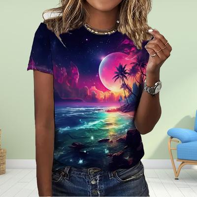 Модная женская футболка с принтом масляной живописи, забавная повседневная футболка с короткими рукавами и круглым вырезом, летняя женская футболка