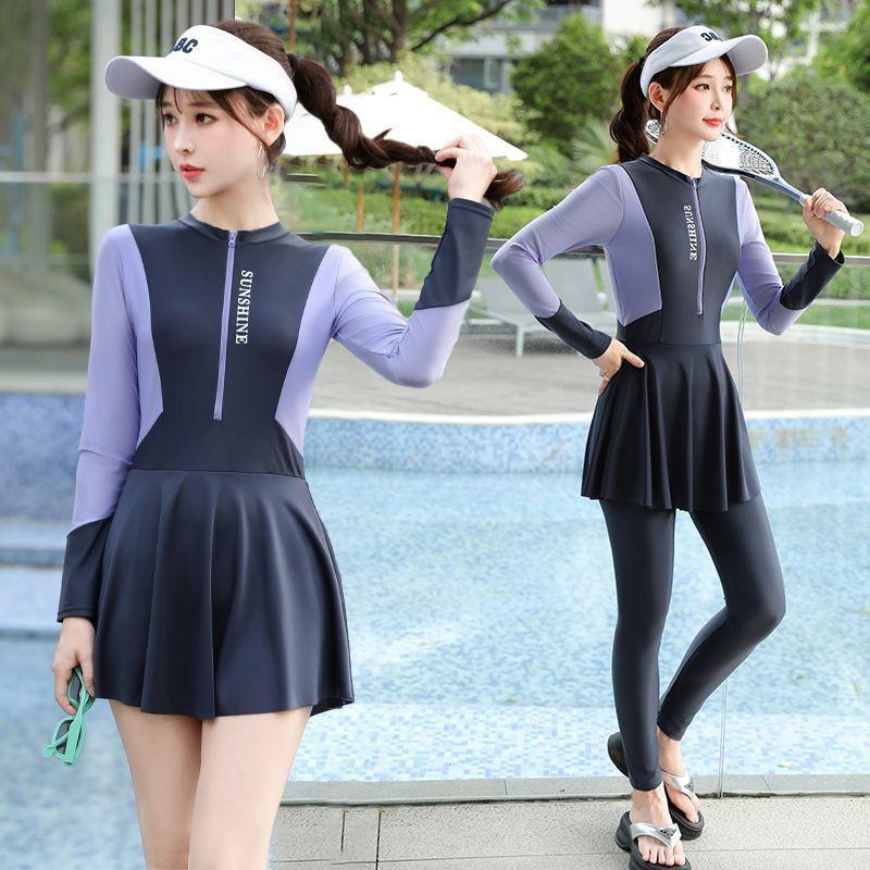 Diving Wetsuit Women Long Sleeve Full Body Surfing Suit UV Protection Quick Dry Conservative Swimwear