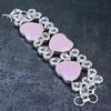 Браслет из серебра 925 пробы с розовым халцедоном и кунцитом, длина 7-8 дюймов, V3Z59