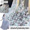 Ткань с вышивкой 3D-бабочки, вышитая вручную ткань для самостоятельного шитья, свадебное платье, водорастворимая сетчатая вышитая кружевная ткань