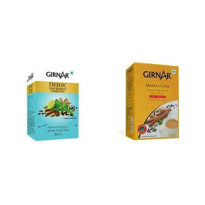 Зеленый чай Girnar Kahwa Detox 36 пакетиков + растворимый чайный премикс Girnar Masala 10 пакетиков + Elaichi 25 г