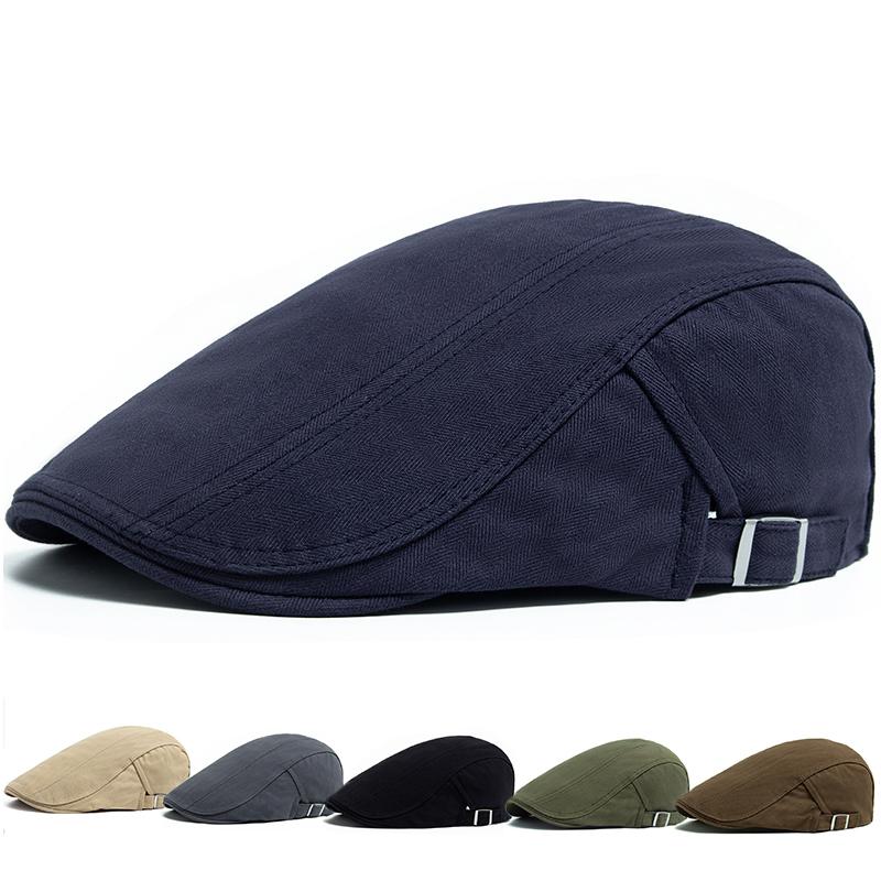 Men's Berets Classic Casual Solid Color Newsboy Cap Fashion Vintage Cotton Visor Hats For Men Summer Beret Higher Quality