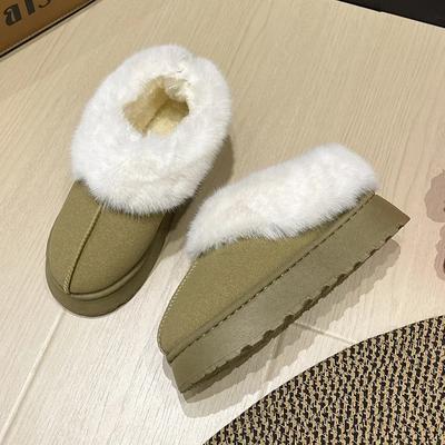 Модные зимние сапоги из искусственного меха для женщин, нескользящие плюшевые зимние сапоги для женщин, теплые хлопковые ботинки на толстой подошве, платформа, Botas Mujer