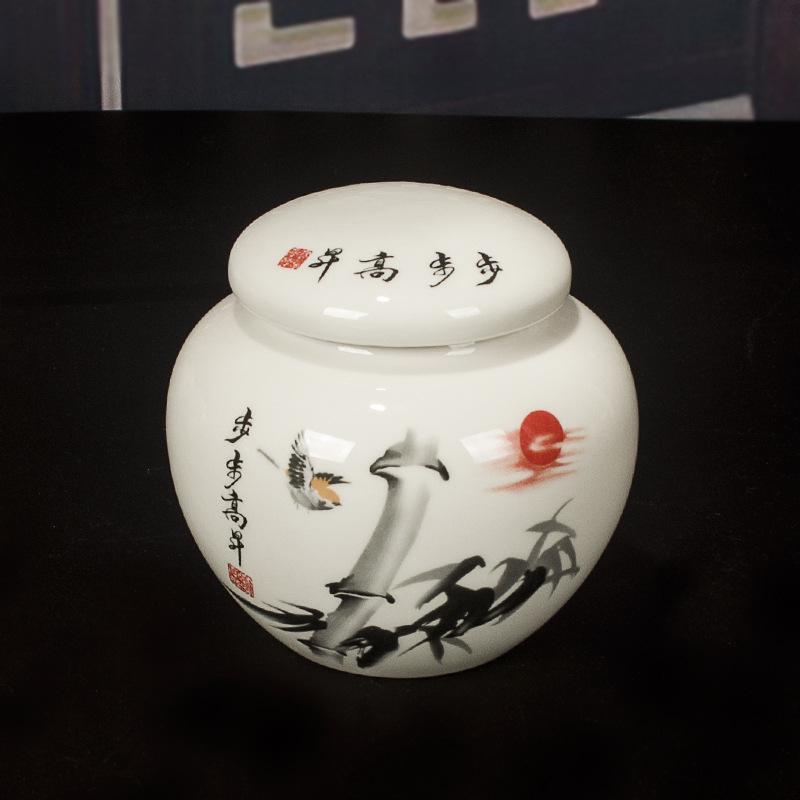 Герметичная сине-белая фарфоровая керамическая банка для меда с закручивающейся силиконовой крышкой